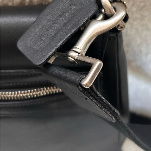 EUC / Coach Black Leather Messenger Bag - Picture 10 of 14